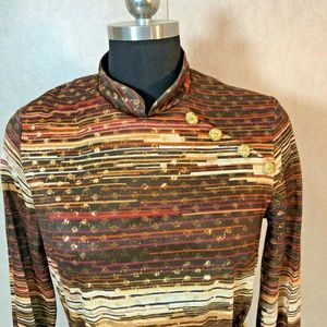 Vintage Metallic Oriental Nancy Greer Dress 1970s - image 1